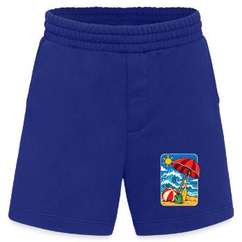 Retro Sunny Beach Day Illustration - Heavyweight Shorts - made by SPREAD  - Iconic Blue - Vorne