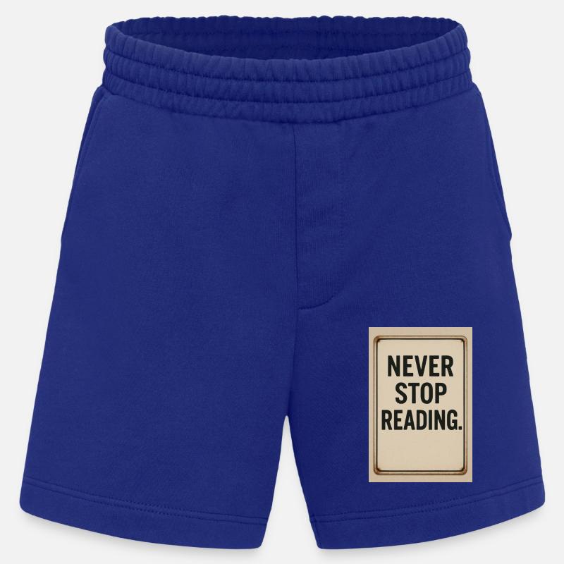 Never stop reading - Heavyweight Shorts - made by SPREAD  - Iconic Blue
