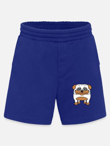 Hund Mops Lille Sød Pik Kærlighed Glad Komisk Sjov - Heavyweight organic shorts made in EU - Iconic Blue