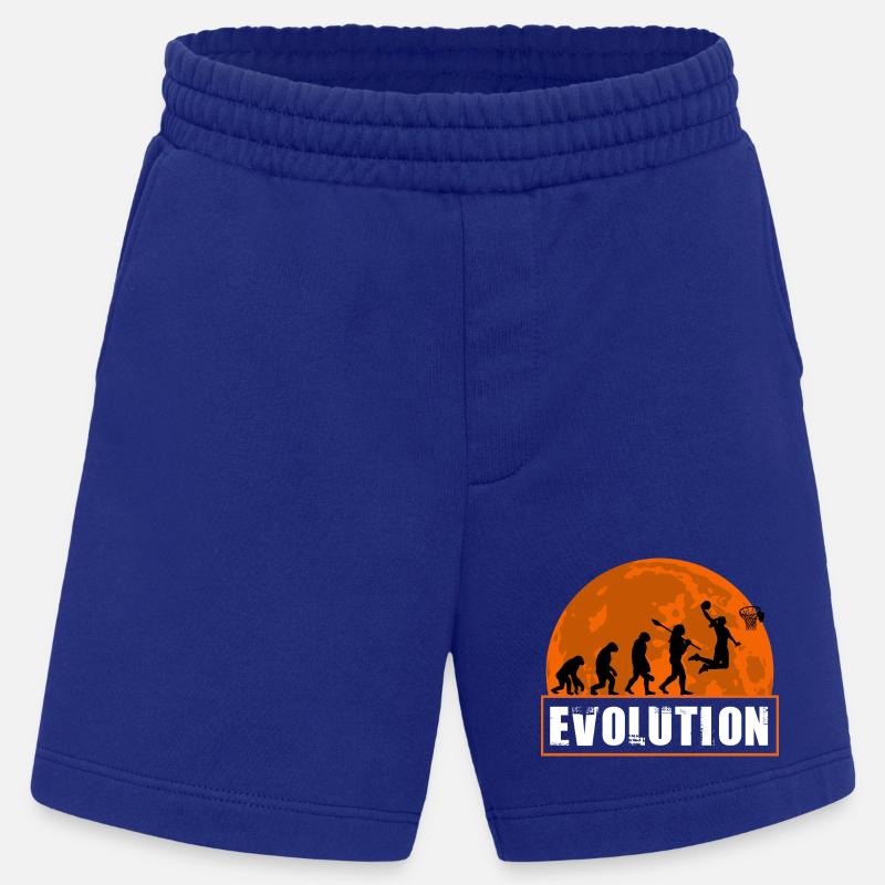 Basketball Evolution Player Dunking Silhouette - Heavyweight Shorts - made by SPREAD  - Iconic Blue