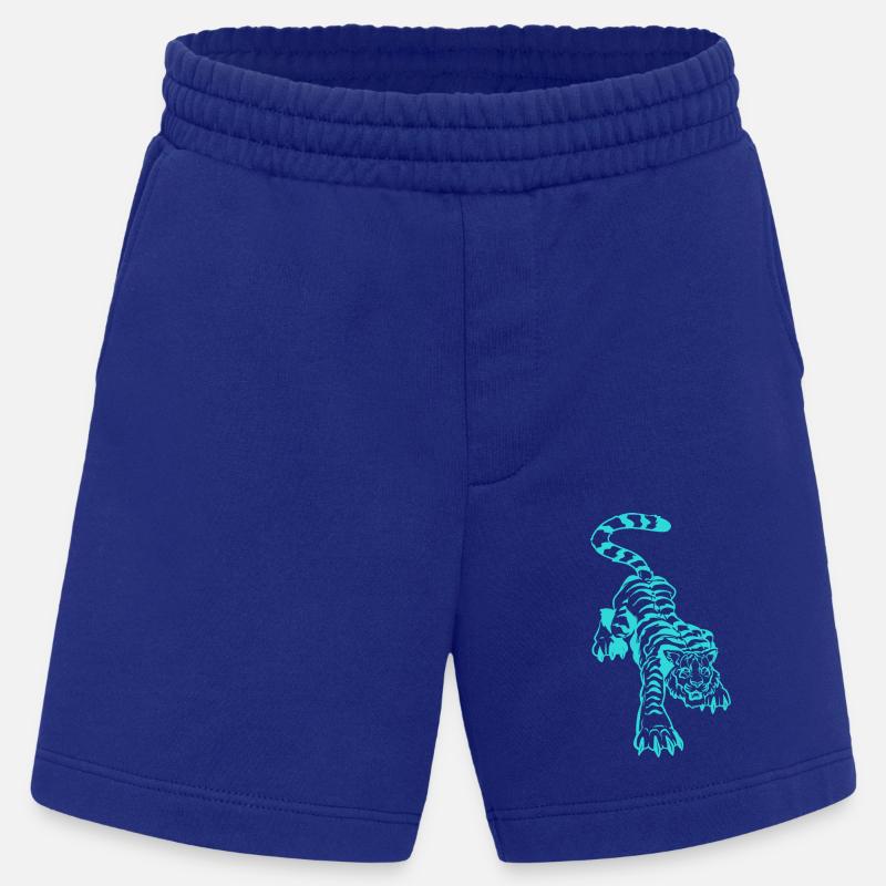 Tiger und Blitz unter den Pfoten (einfarbig blau - Heavyweight Shorts - made by SPREAD  - Iconic Blue