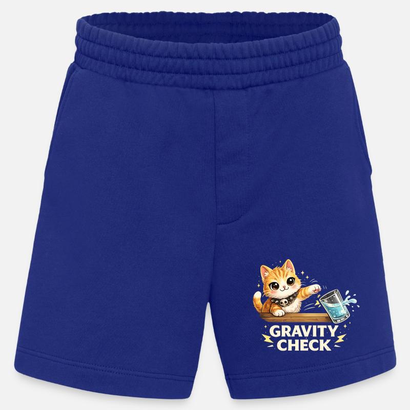 Déclaration drôle de chat Gravity Check - Short bio épais fabriqué en UE - Iconic Blue