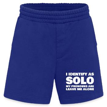 Funny Pronouns Quote - Heavyweight Shorts - made by SPREAD  - Iconic Blue - Front