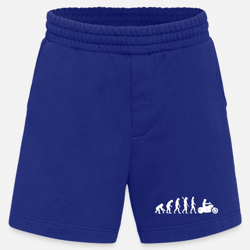 motorcycle evolution graphic - Heavyweight Shorts - made by SPREAD  - Iconic Blue