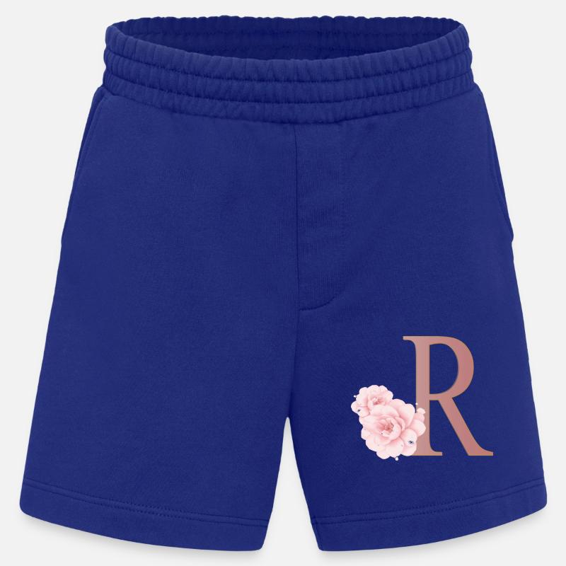 Buchstabe R mit Blumen - Heavyweight Shorts - made by SPREAD  - Iconic Blue