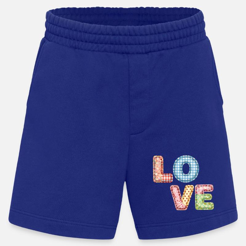 Love Patchwork Design Bunte Stoffflicken - Heavyweight Shorts - made by SPREAD  - Iconic Blue