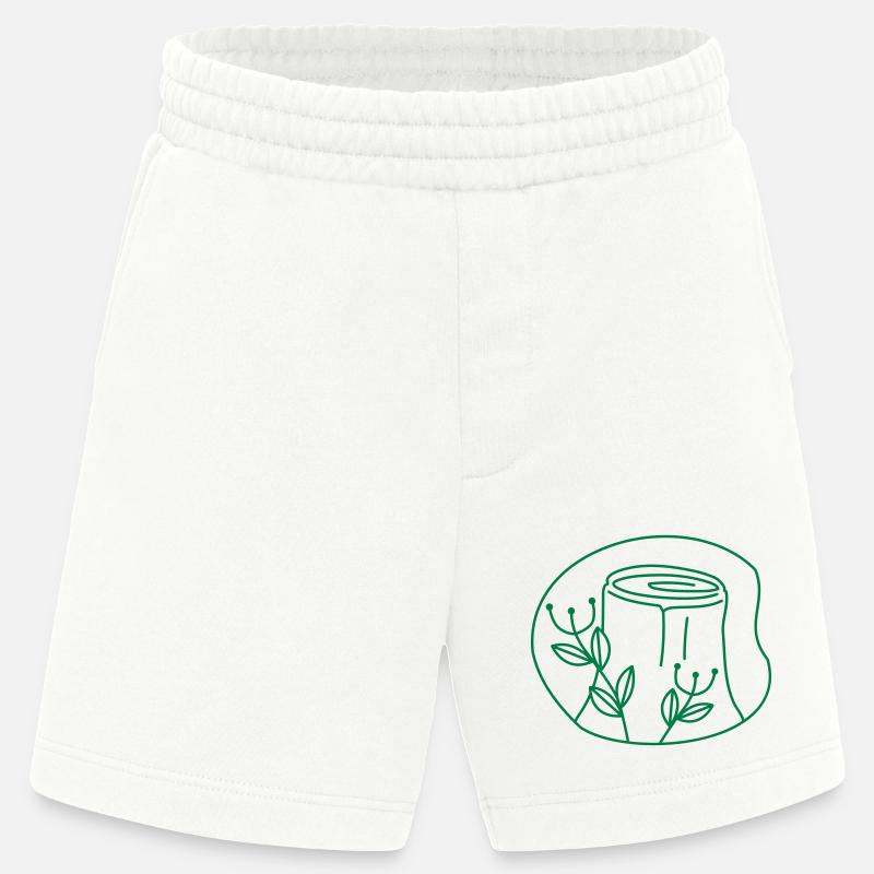 Holzstumpf mit Blumenblumen - Heavyweight Shorts - made by SPREAD  - OFF WHITE