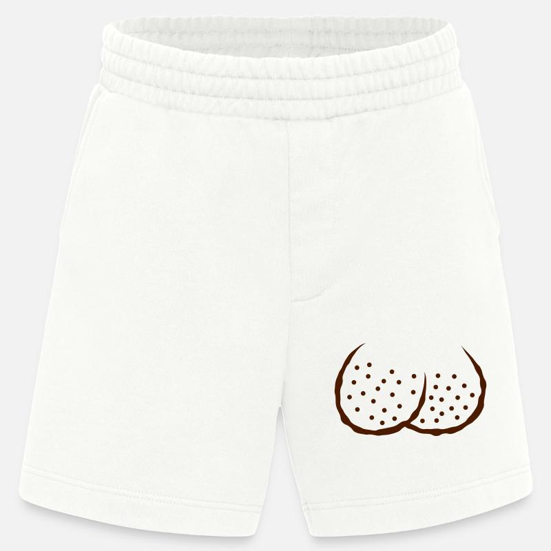 Comic shaved eggs testicles - Heavyweight Shorts - made by SPREAD  - OFF WHITE