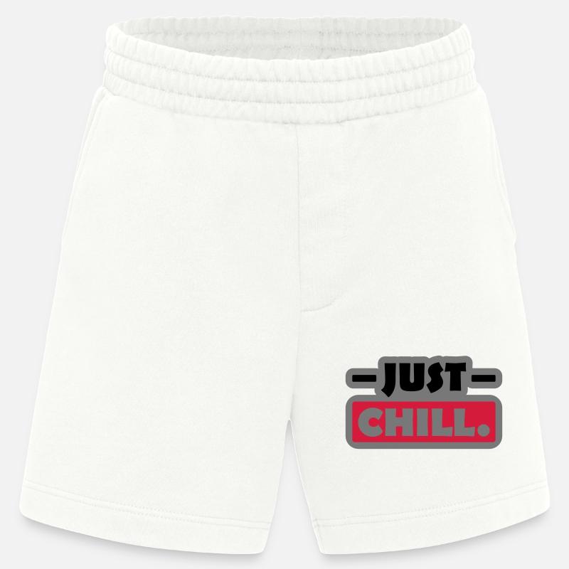 Just Chill Text Logo - Heavyweight Shorts - made by SPREAD  - OFF WHITE
