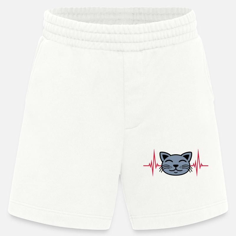 Puls Katze Gesicht glücklich - Heavyweight Shorts - made by SPREAD - OFF WHITE