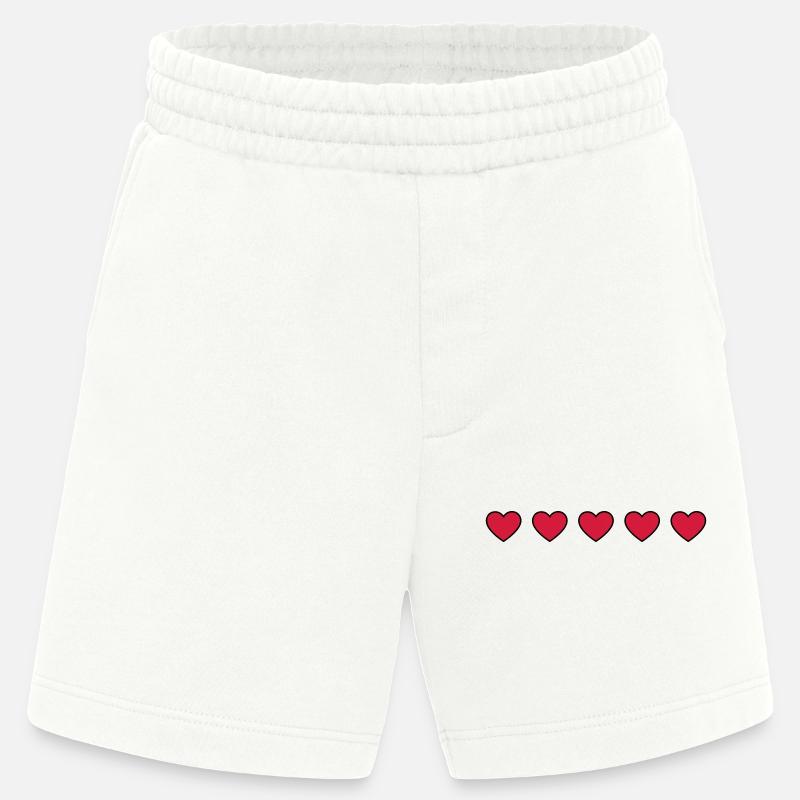 Ligne de symbole de cœurs - Short bio épais fabriqué en UE - OFF WHITE