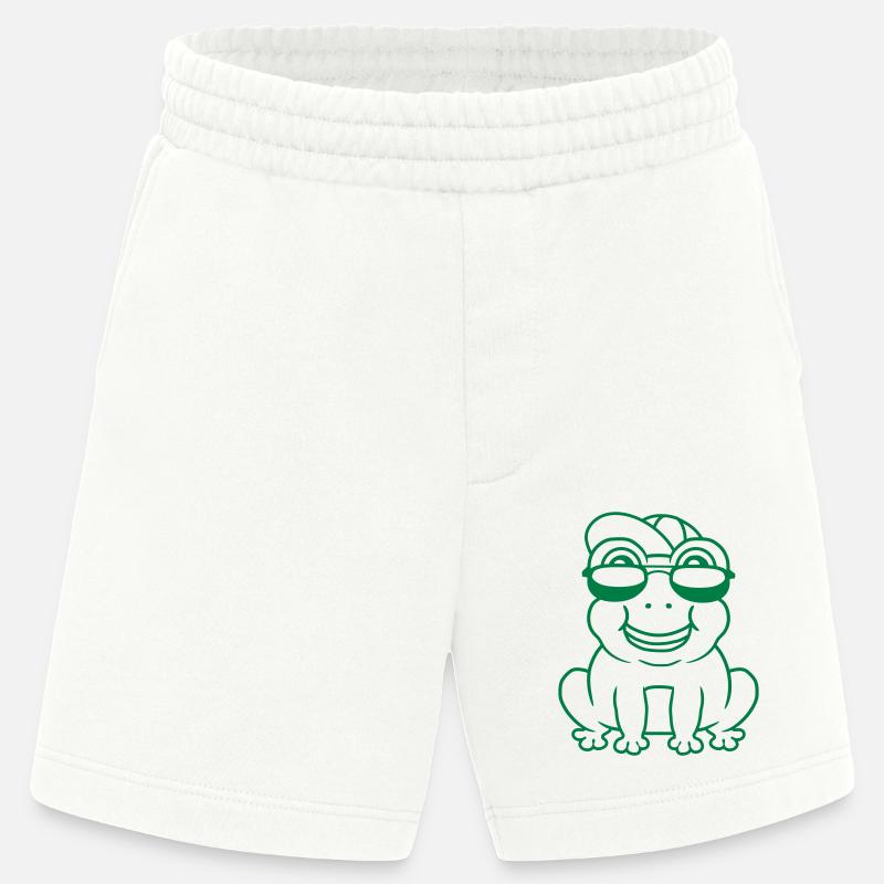 Petit garçon grenouille cool - Short bio épais fabriqué en UE - OFF WHITE