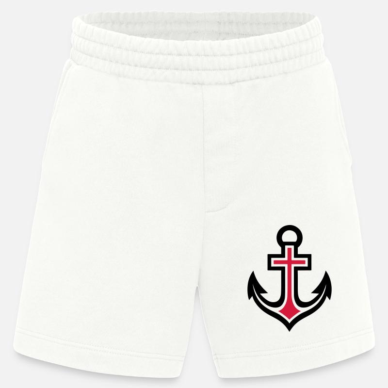Anker Kreuz Symbol - Heavyweight Shorts - made by SPREAD  - OFF WHITE