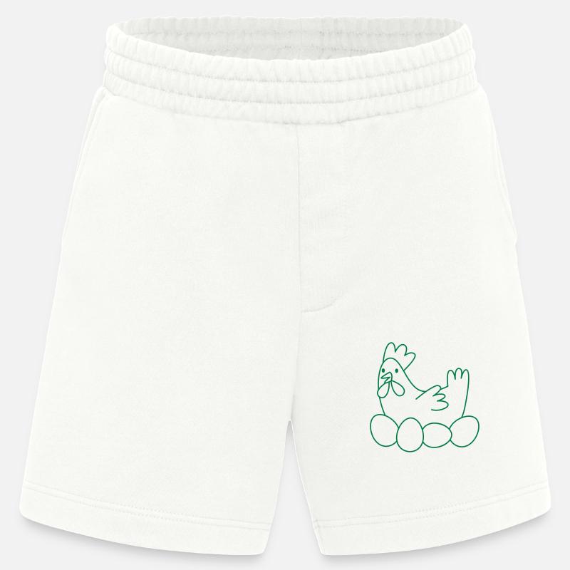 Hühner-Chook mit Eiern - Heavyweight Shorts - made by SPREAD  - OFF WHITE