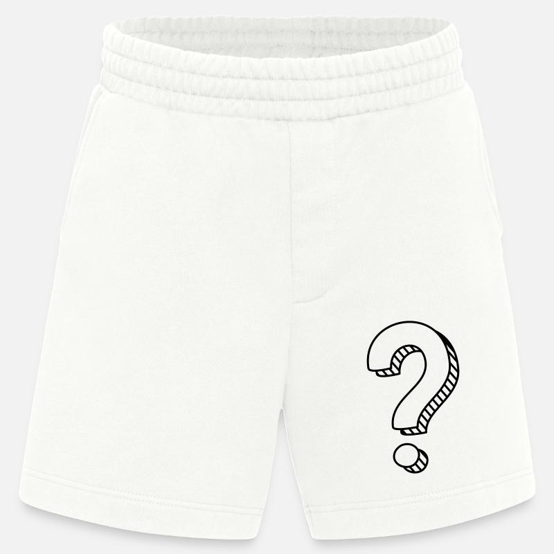 Fragezeichen mit Schatten einfarbig - Heavyweight Shorts - made by SPREAD  - OFF WHITE