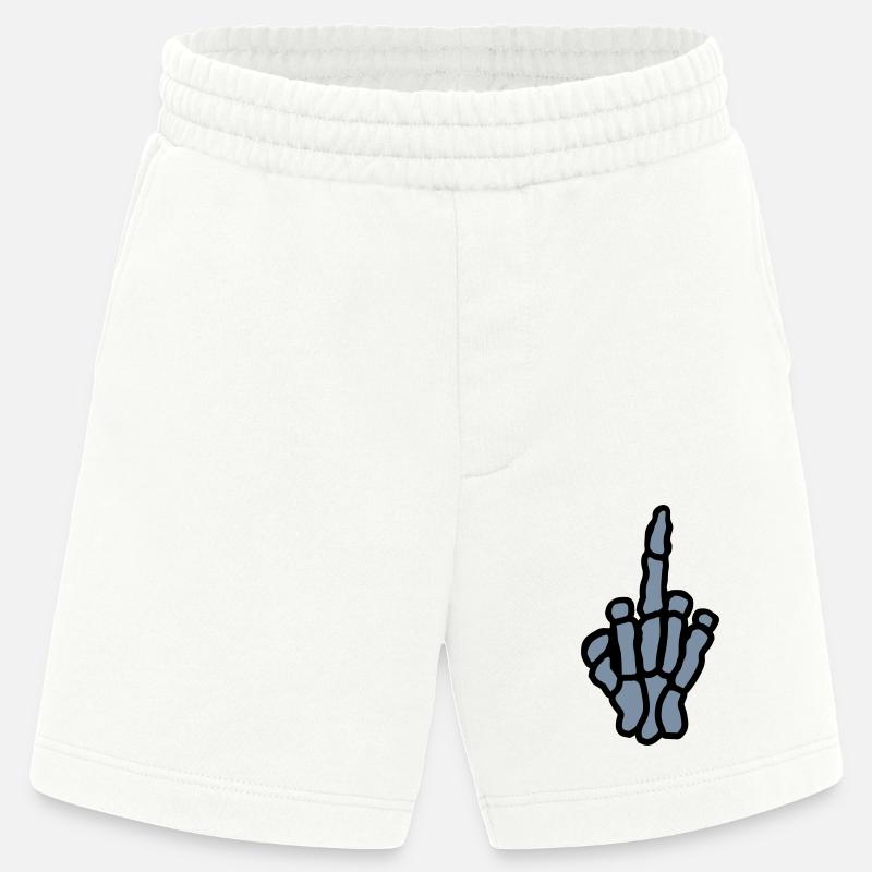 Mittelfinger Knochen Hand zeigen - Heavyweight Shorts - made by SPREAD  - OFF WHITE