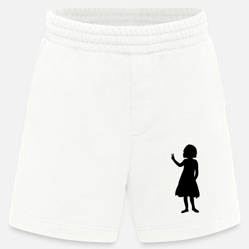 Peace Zeichen Mädchen Silhouette - Heavyweight Shorts - made by SPREAD  - OFF WHITE