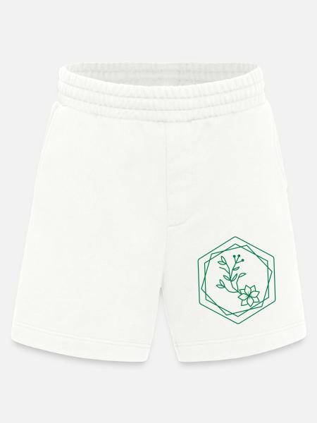 hexagons with floral accent - Heavyweight Shorts - made by SPREAD  - OFF WHITE