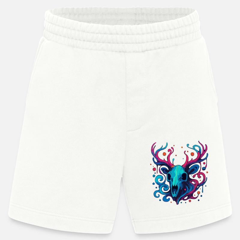 Antler Skull - Heavyweight Shorts - made by SPREAD  - OFF WHITE