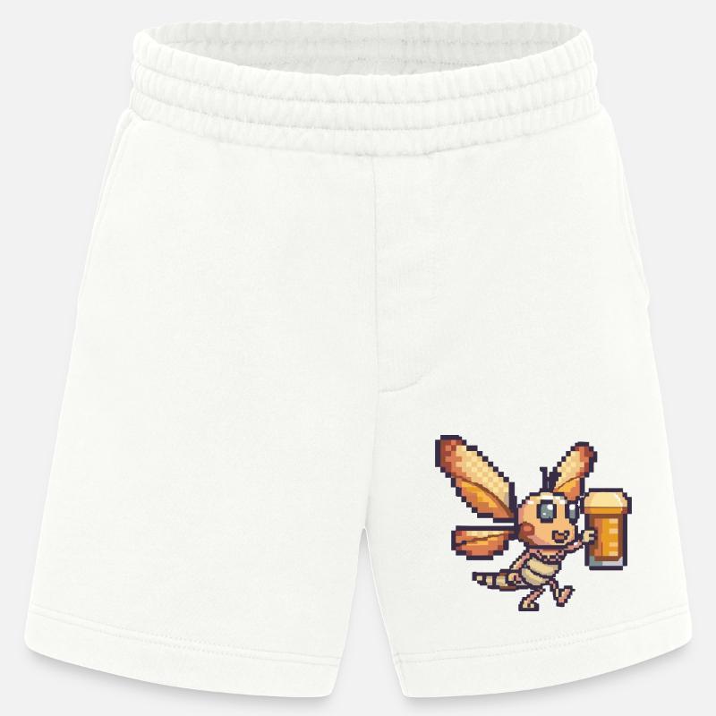 Libellule bière pixel - Short bio épais fabriqué en UE - OFF WHITE