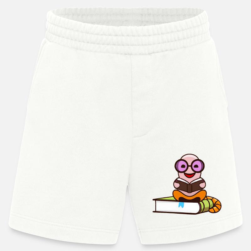 Nerd Bücherwurm liest Bücher - Heavyweight Shorts - made by SPREAD  - OFF WHITE