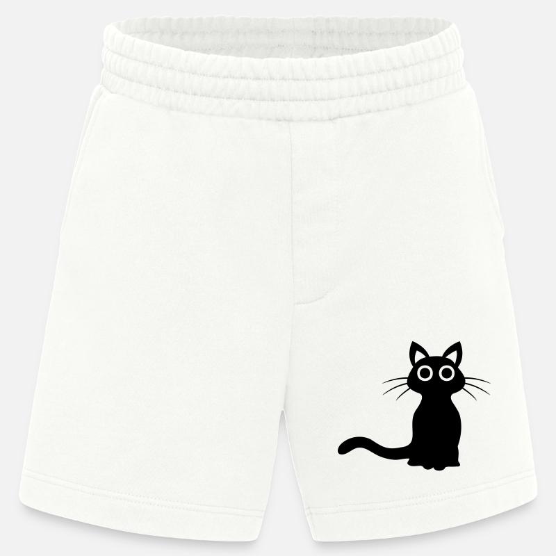 Niedliche schwarze Katze - Heavyweight Shorts - made by SPREAD  - OFF WHITE