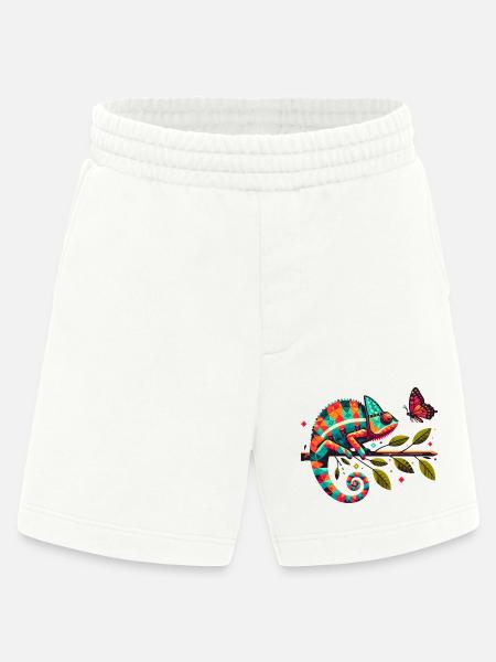 Bunter Chamäleon und Schmetterling - Heavyweight Shorts - made by SPREAD  - OFF WHITE