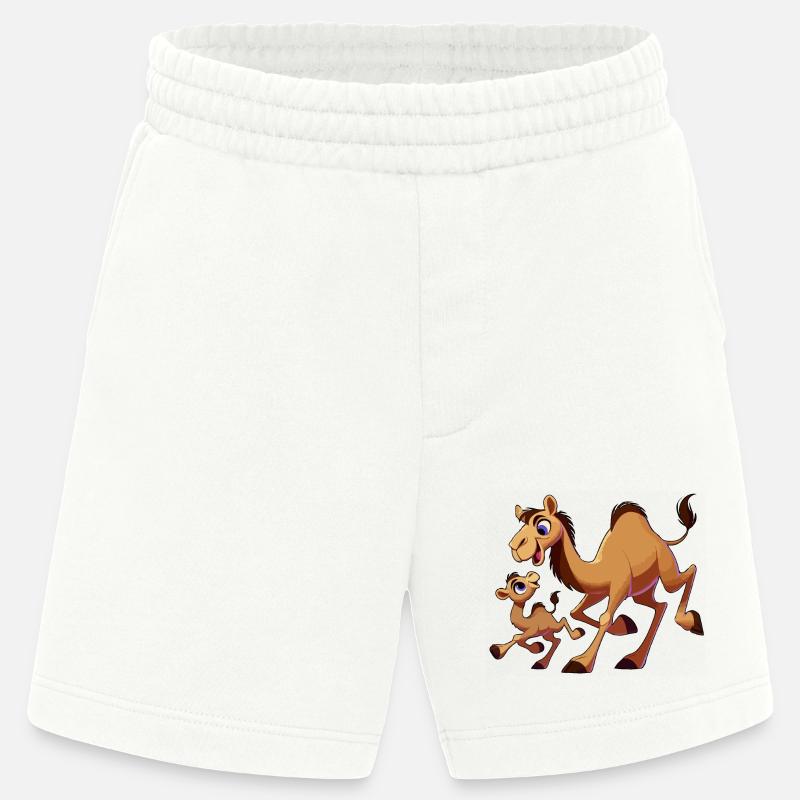 Kamelmutter mit herumtollendem Kind - Heavyweight Shorts - made by SPREAD  - OFF WHITE