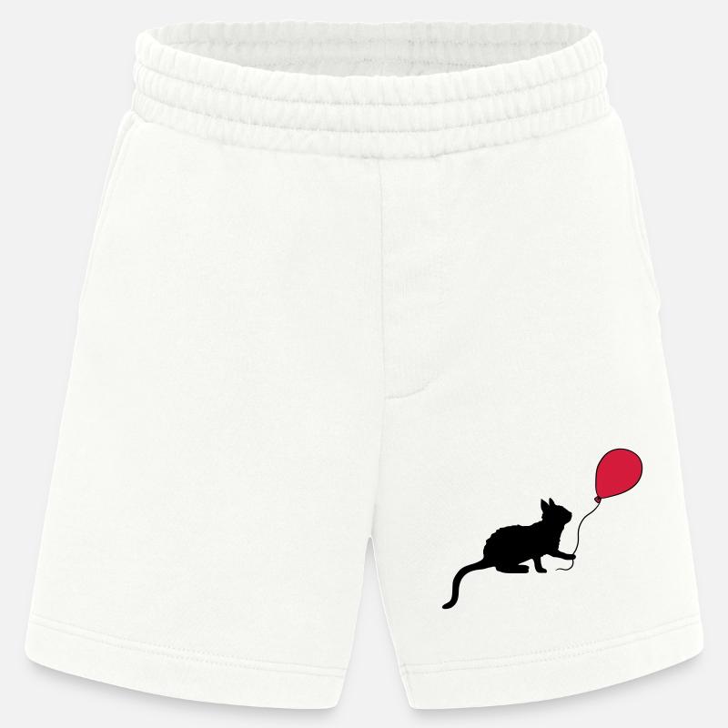 Roter Luftballon Kätzchen spielt - Heavyweight Shorts - made by SPREAD  - OFF WHITE