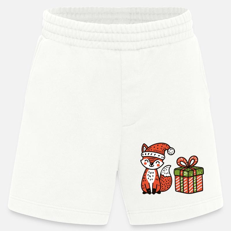 Weihnachtsfuchs mit Mütze und Geschenk - Heavyweight Shorts - made by SPREAD  - OFF WHITE