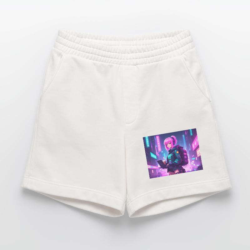 Neon Hacker Girl – Prêt à coder et à conquérir Short bio épais fabriqué en UE