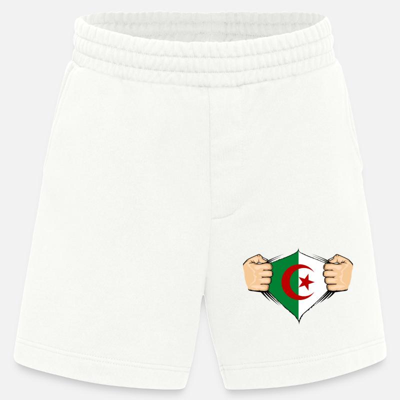 Conception du drapeau de l’Algérie - Short bio épais fabriqué en UE - OFF WHITE