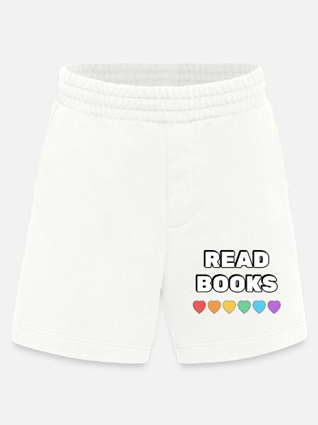 Read Books Rainbow Hearts - Heavyweight Shorts - made by SPREAD - OFF WHITE