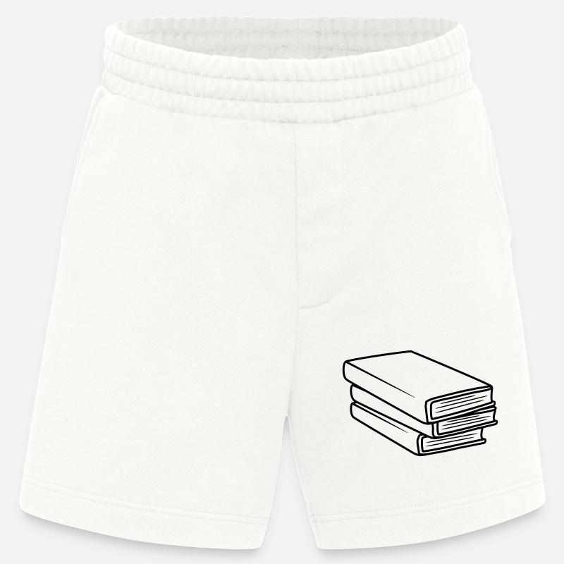 Gestapelte Bücher Comic Design - Heavyweight Shorts - made by SPREAD  - OFF WHITE