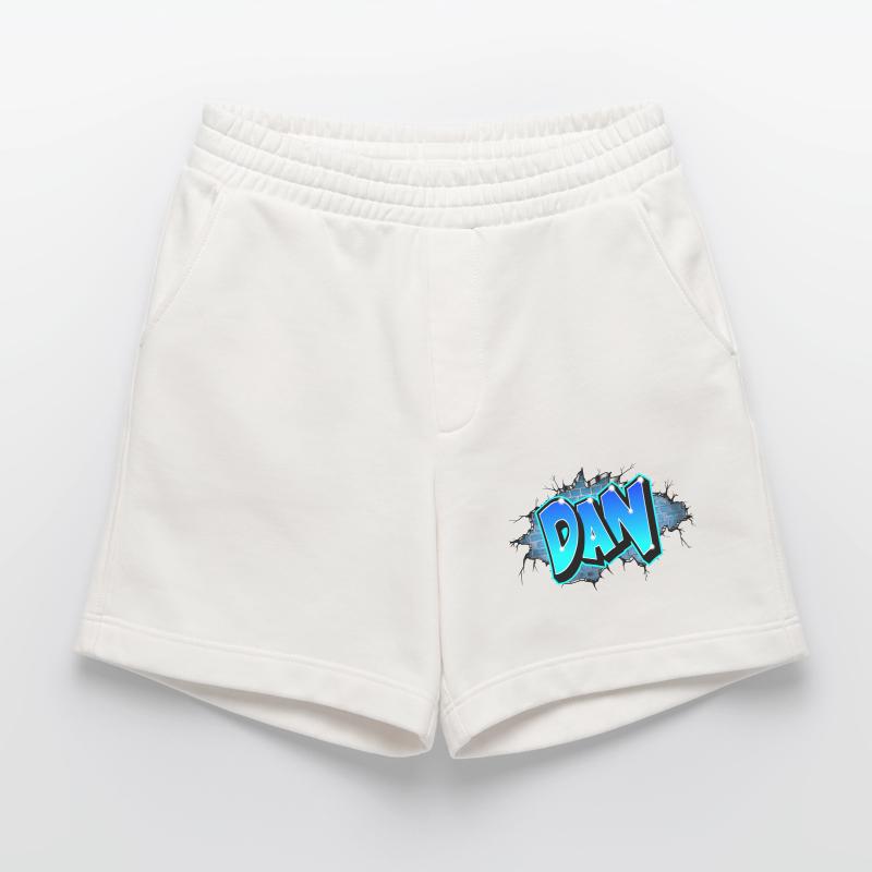 Graffiti DAN Wall Cracks Blue Bricks Heavyweight Shorts - made by SPREAD 