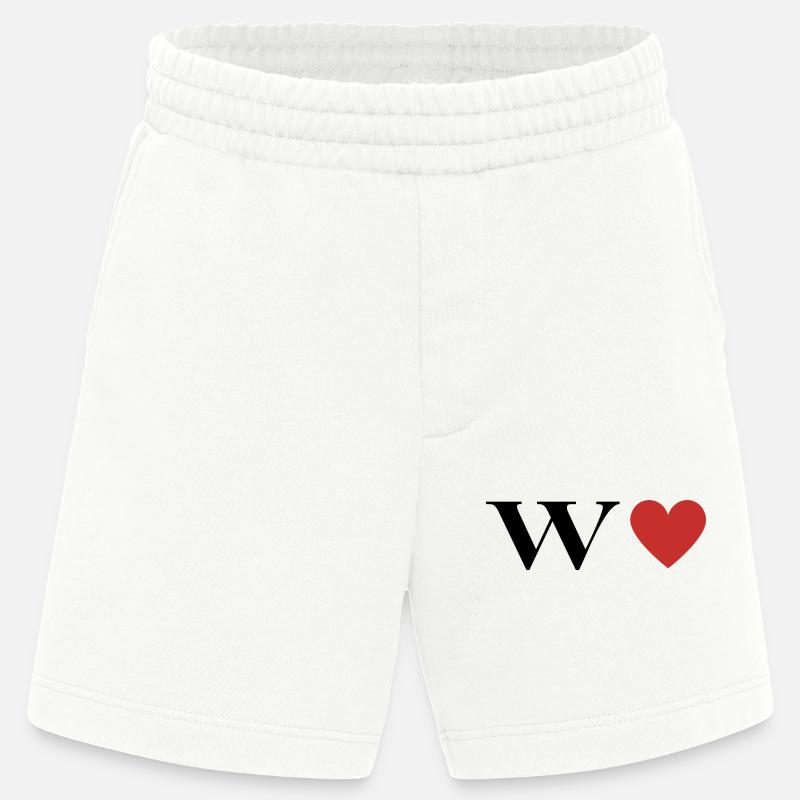 Buchstabe w Rotes Herz - Heavyweight Shorts - made by SPREAD  - OFF WHITE