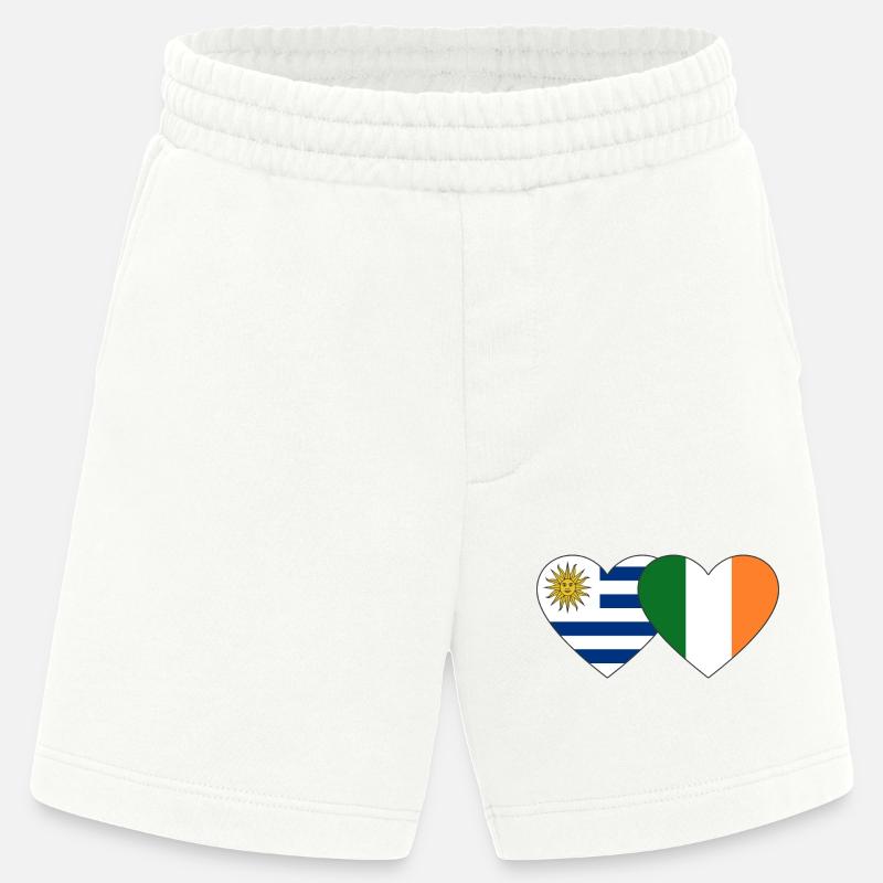 Uruguay Irlande Drapeau du cœur - Short bio épais fabriqué en UE - OFF WHITE