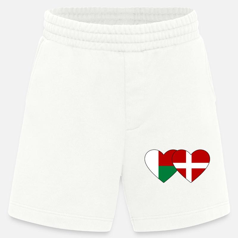 Madagascar Danemark Drapeau du Cœur - Short bio épais fabriqué en UE - OFF WHITE