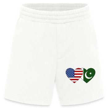 USA Pakistan Flag Heart - Heavyweight Shorts - made by SPREAD  - OFF WHITE - Front