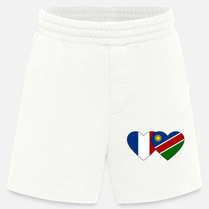 Frankreich Namibia Flagge Herz - Heavyweight Shorts - made by SPREAD  - OFF WHITE