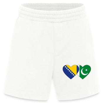 Bosnien Pakistan Flagge Herz - Heavyweight Shorts - made by SPREAD  - OFF WHITE - Vorne