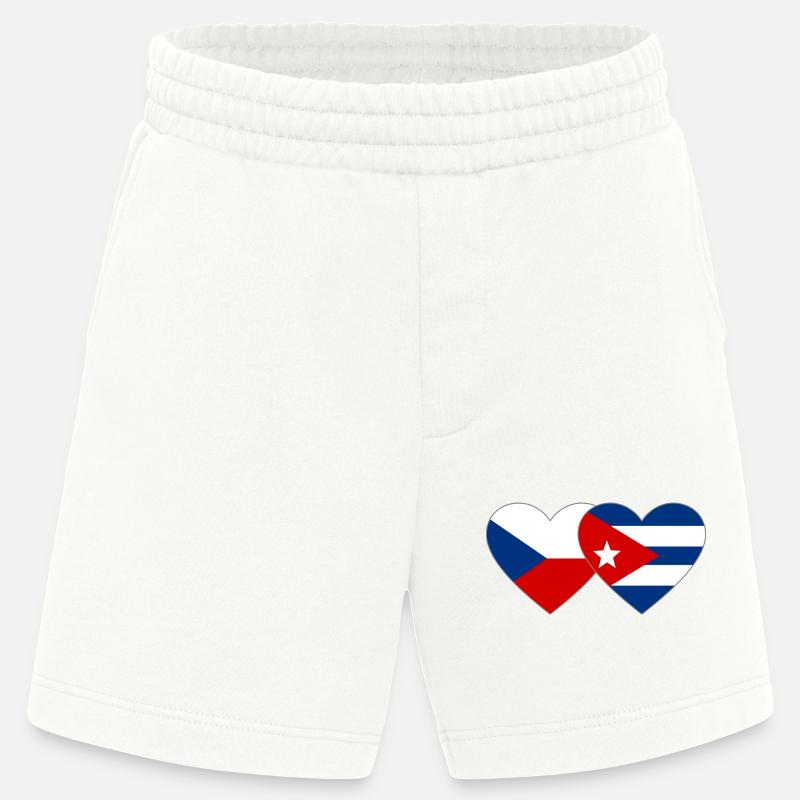 République tchèque Cuba Drapeau Coeur - Short bio épais fabriqué en UE - OFF WHITE