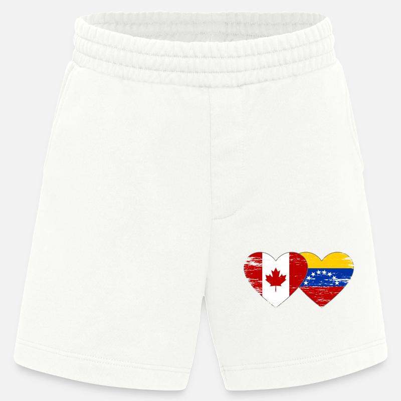 Drapeau Canada Venezuela coeur utilisé - Short bio épais fabriqué en UE - OFF WHITE