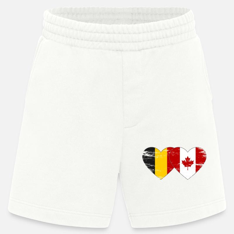 Belgique Canada Drapeau Coeur utilisé - Short bio épais fabriqué en UE - OFF WHITE