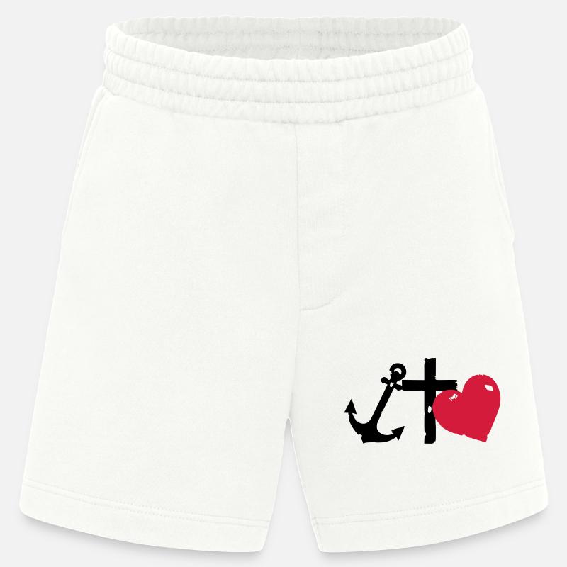 Rote Herzsilhouette glaube-liebe-Hoffnung - Heavyweight Shorts - made by SPREAD  - OFF WHITE