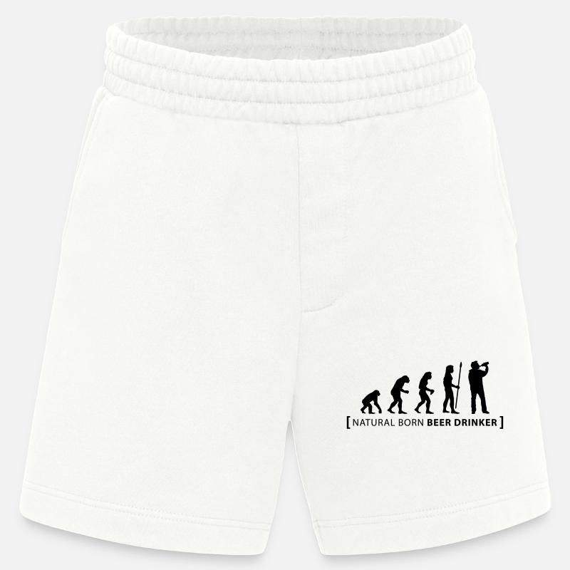 evolution_beer_drinker - Heavyweight Shorts - made by SPREAD  - OFF WHITE