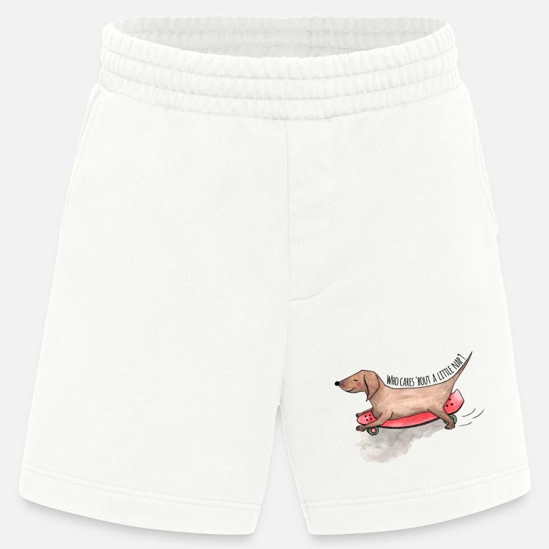 Dackel Longboard Hunde Schläfchen - Heavyweight Shorts - made by SPREAD  - OFF WHITE