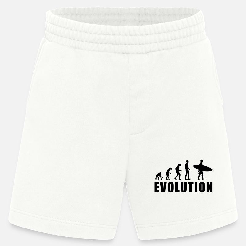 EVOLUTION Surf Schwimmen Meer Urlaub Geschenk - Heavyweight Shorts - made by SPREAD  - OFF WHITE