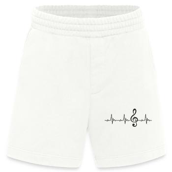 Notenschlüssel Violinschlüssel Heartbeat Puls EKG - Heavyweight Shorts - made by SPREAD  - OFF WHITE - Vorne