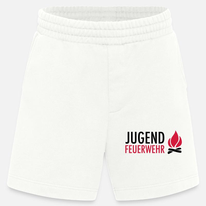 Young firefighters with flame - Heavyweight Shorts - made by SPREAD - OFF WHITE
